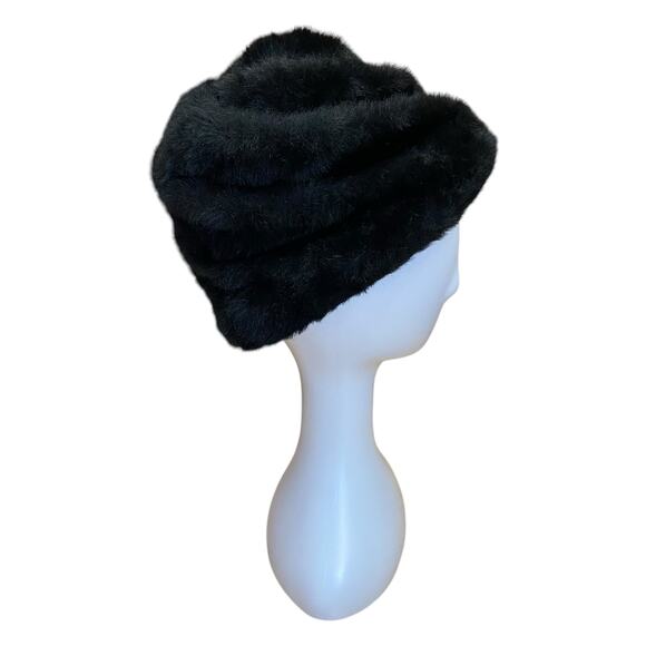 1960s Black Faux Fur Bucket Hat | Vintage Mod Winter Hat | MCM Style main image 4